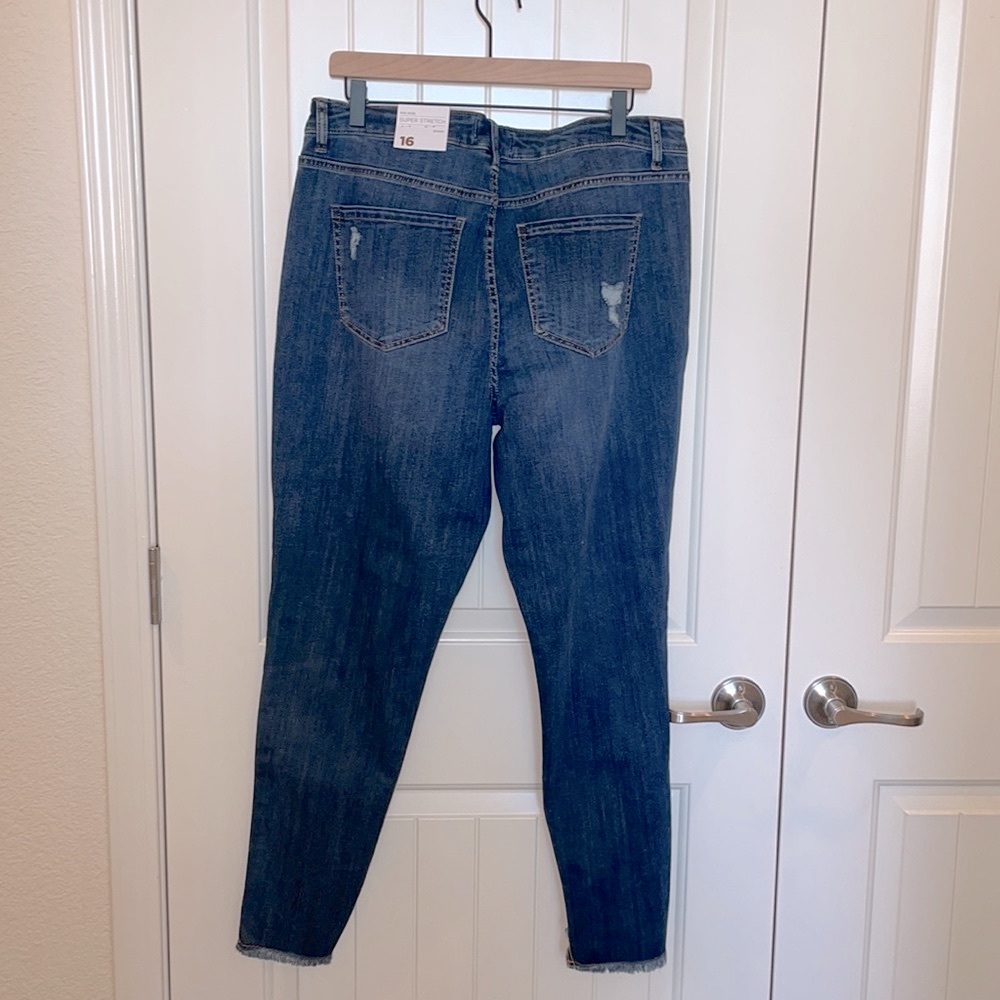 Lane Bryant Distressed High Low Ankle Skinny Jeans- NWT - Picture 9 of 11